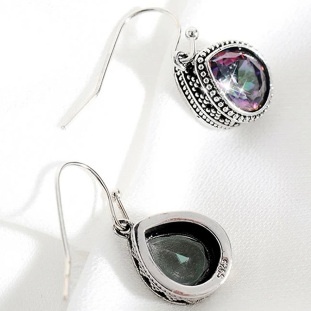 🎉HP🎉 🦋 3/$24 925 Silver Vintage-inspired mystic topaz earrings / NWOT - Picture 6 of 7